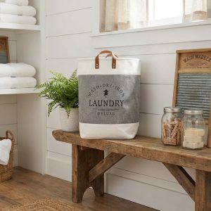 Grey, Black, Brown & Cream Cloth Laundry Bag - Square