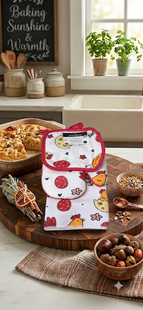 Scarlett Classics Amelia Microfiber Glove Oven Mit Set (3-Piece) - Image 2
